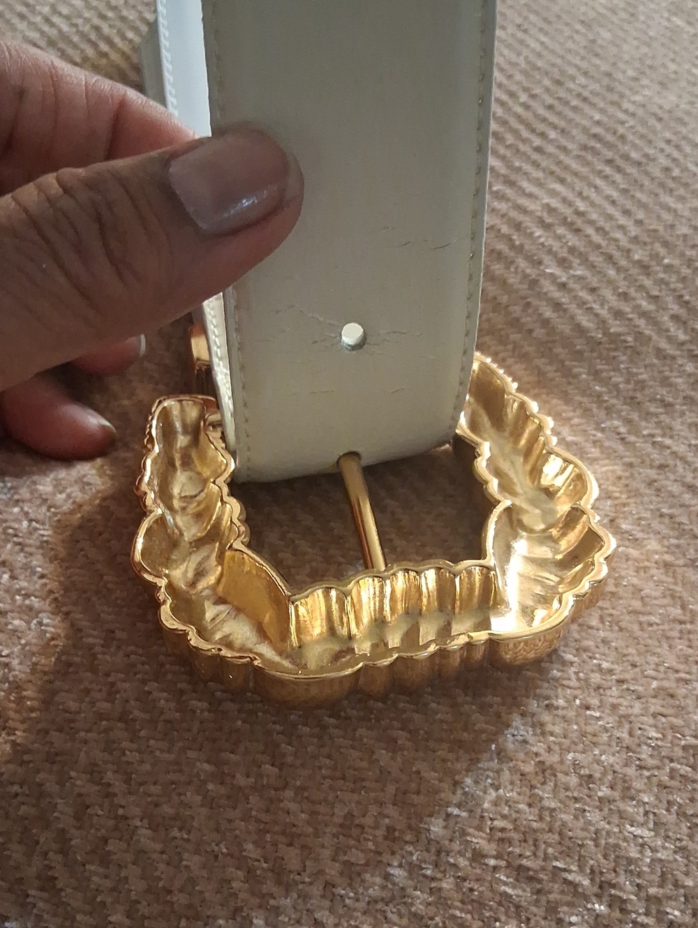 Cream Belt with Sculpted Gold Rope Buckle by Cipriani - Picture 6 of 8